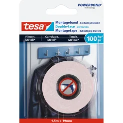 Tesa Montageband für Fliesen 1,5 m x 19 mm Traglast 100 kg