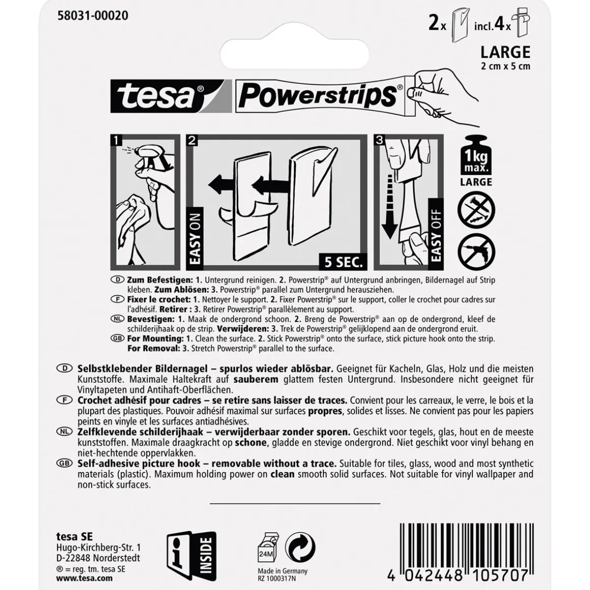 Tesa Power-Strips Bilder-Nagel