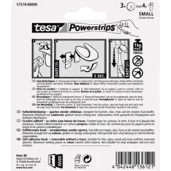 Tesa Powerstrips Haken Small rund chrom 3 Stück