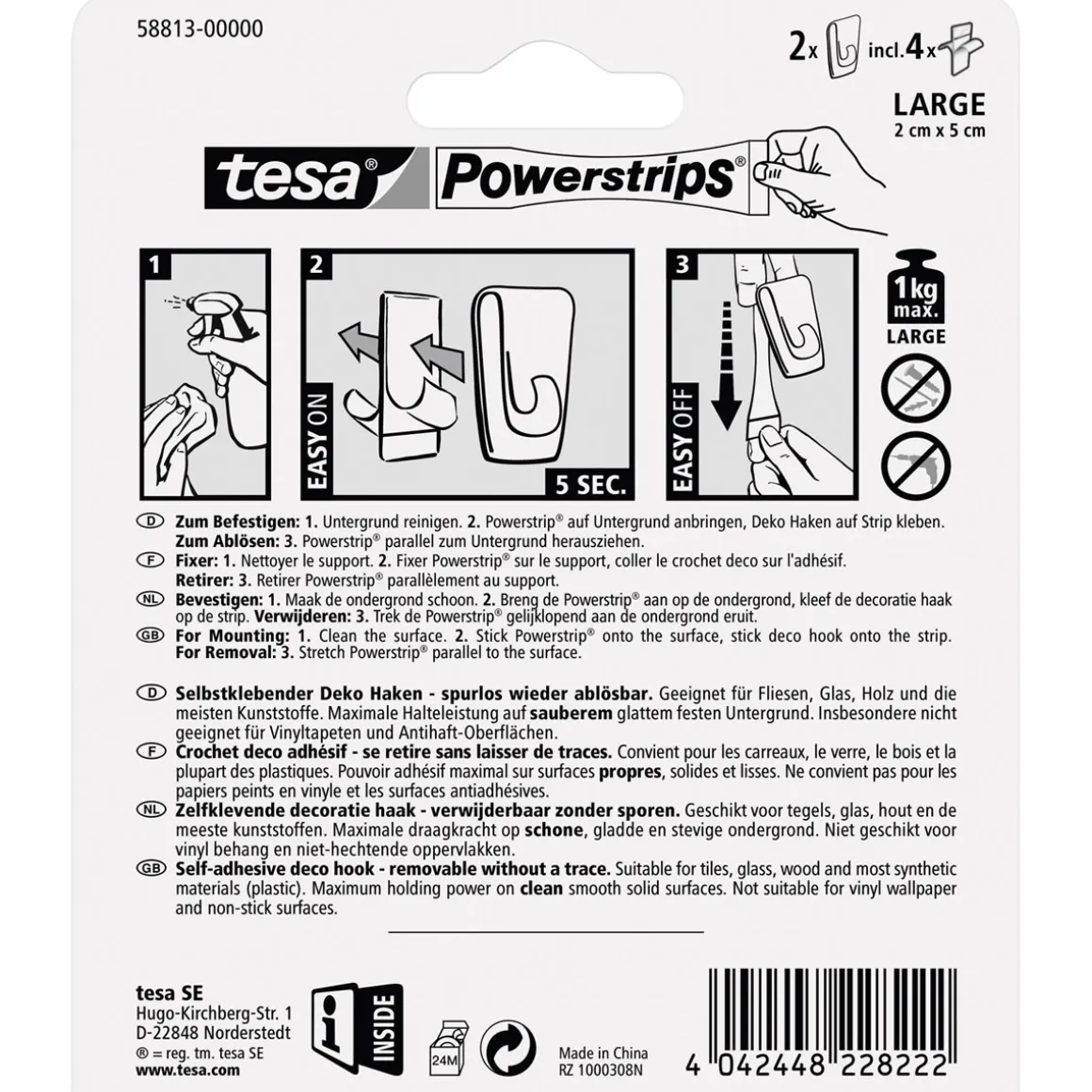 Tesa Powerstrips Klebehaken Transparent