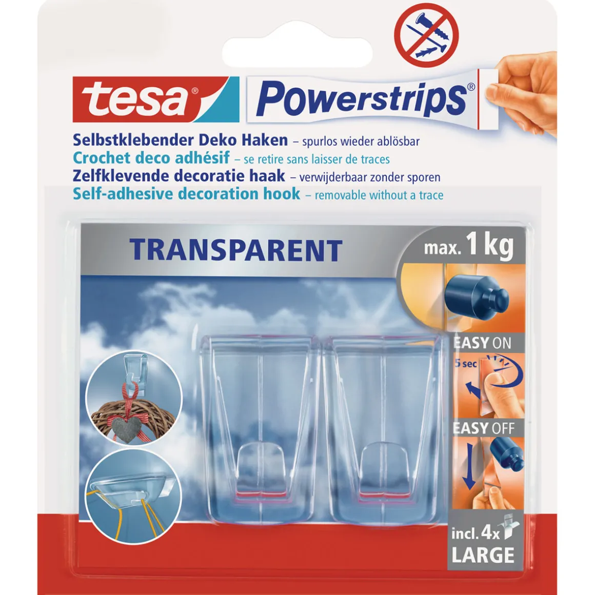 Tesa Powerstrips Klebehaken Transparent