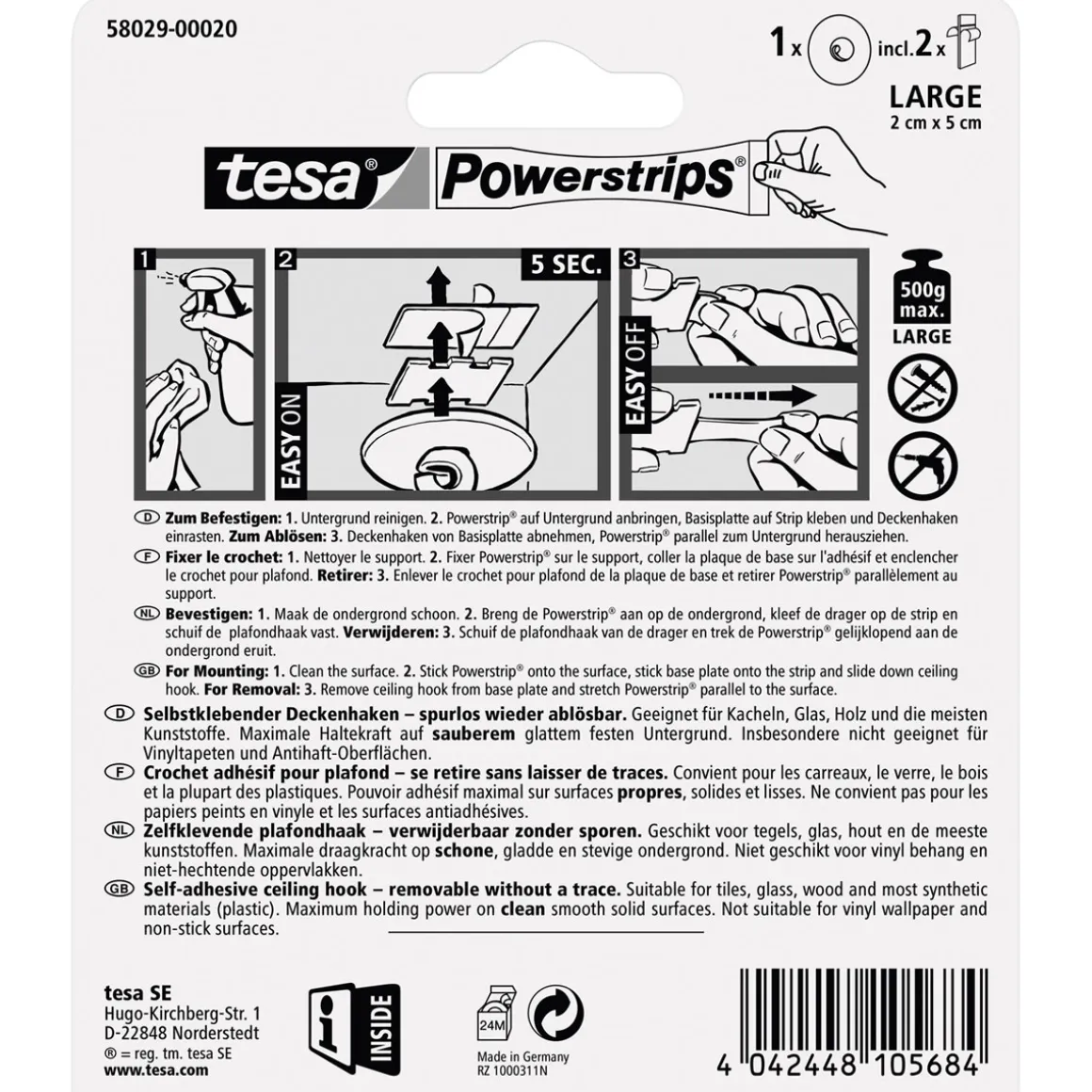 Tesa Power-Strips Zimmerdecken-Haken