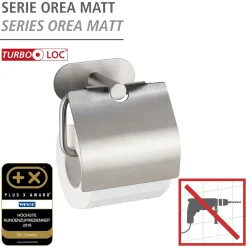 Toilettenpapierhalter mit Deckel OreaMatt Turbo-Lock Edelstahl
