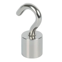 Topfmagnet Neodym mit Schraubhaken M5 Ø 15 x 38 mm, silber