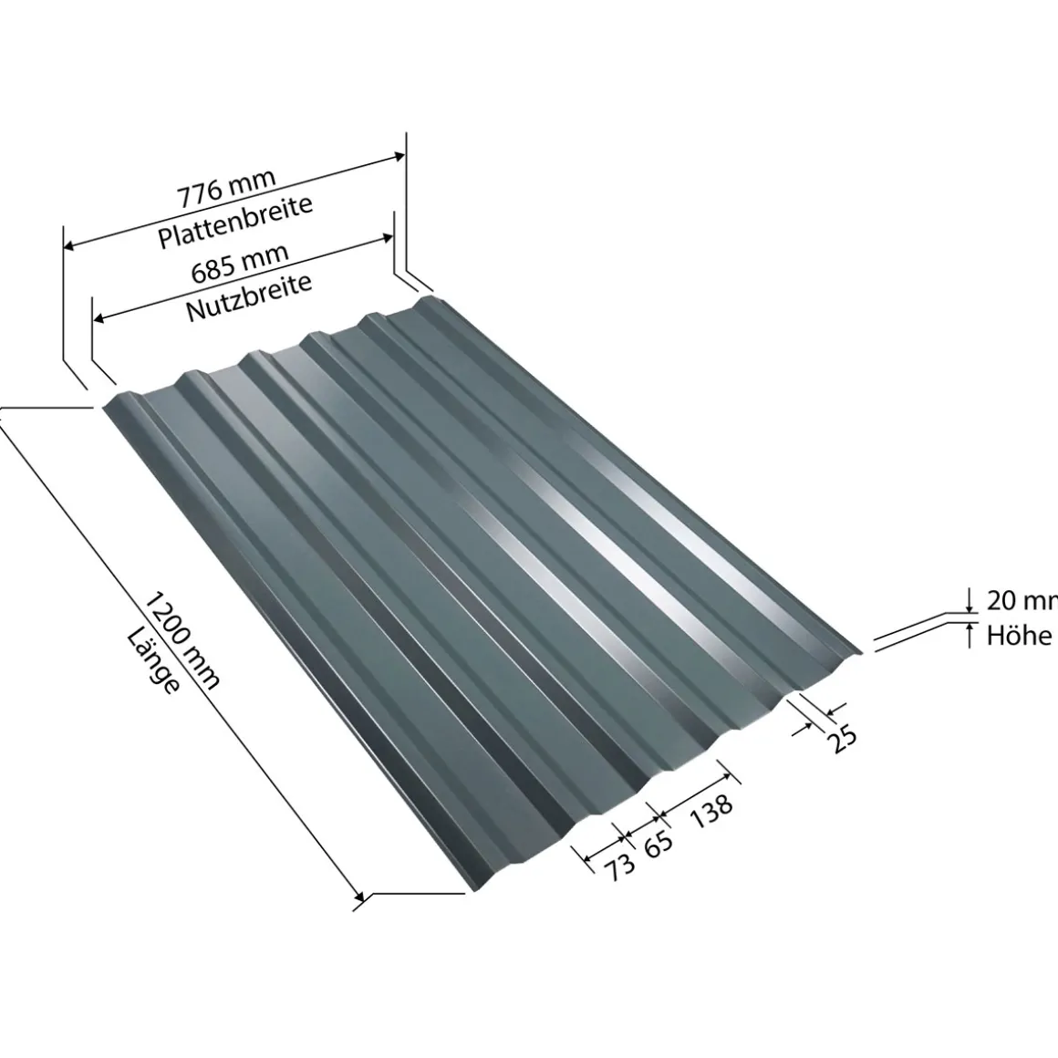 Trapezblech anthrazit 120 x 77,6 cm