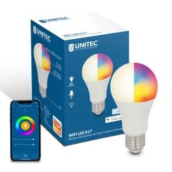 Unitec WIFI LED-Leuchtmittel Smart E27 10W RGB CCT dimmbar