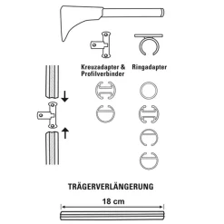 Univers-Träger 1+2lf DM 20cm weiß