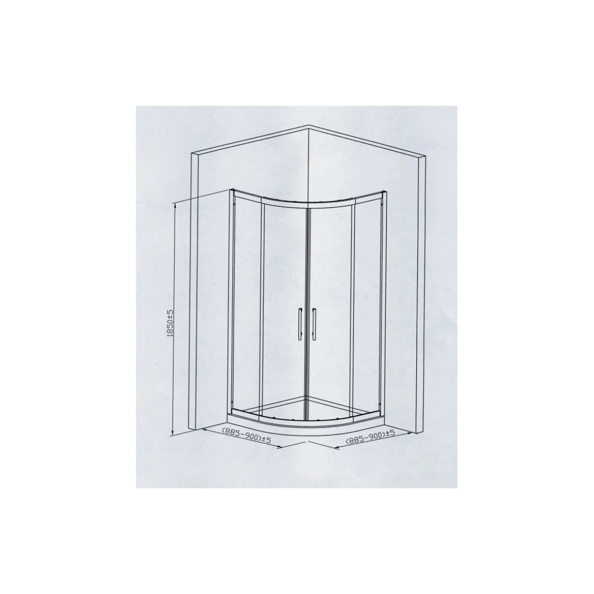Valblue Runddusche Ronda für Duschwanne mit 550 mm Radius chromoptik