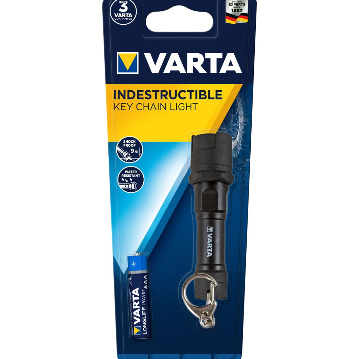 Varta LED-Taschenlampe Key Chain 16701 mit Batterien schwarz