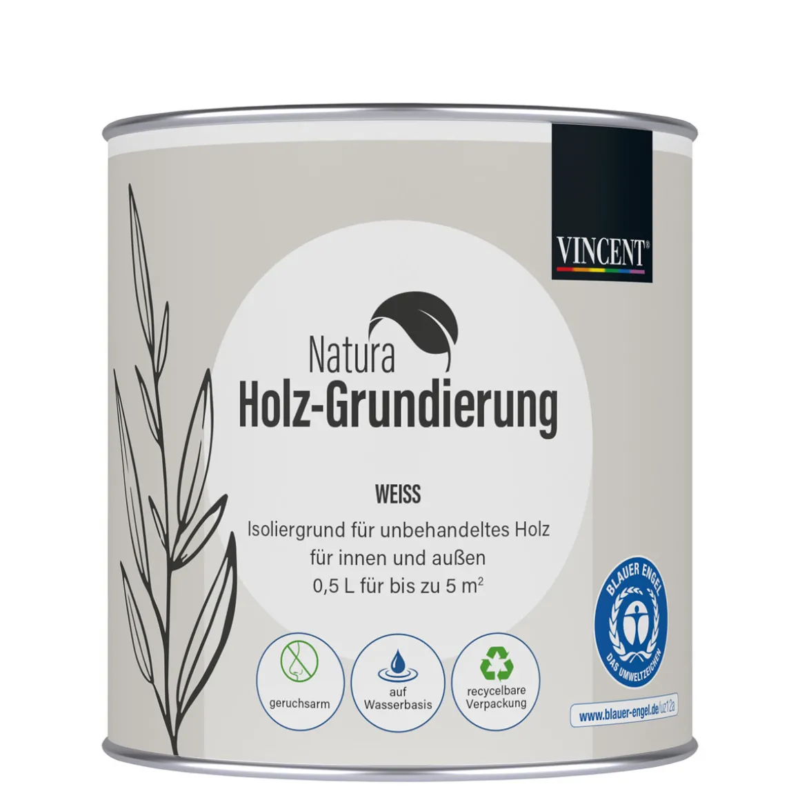 VincentNatura Holz-Grundierung weiß 0,5 L