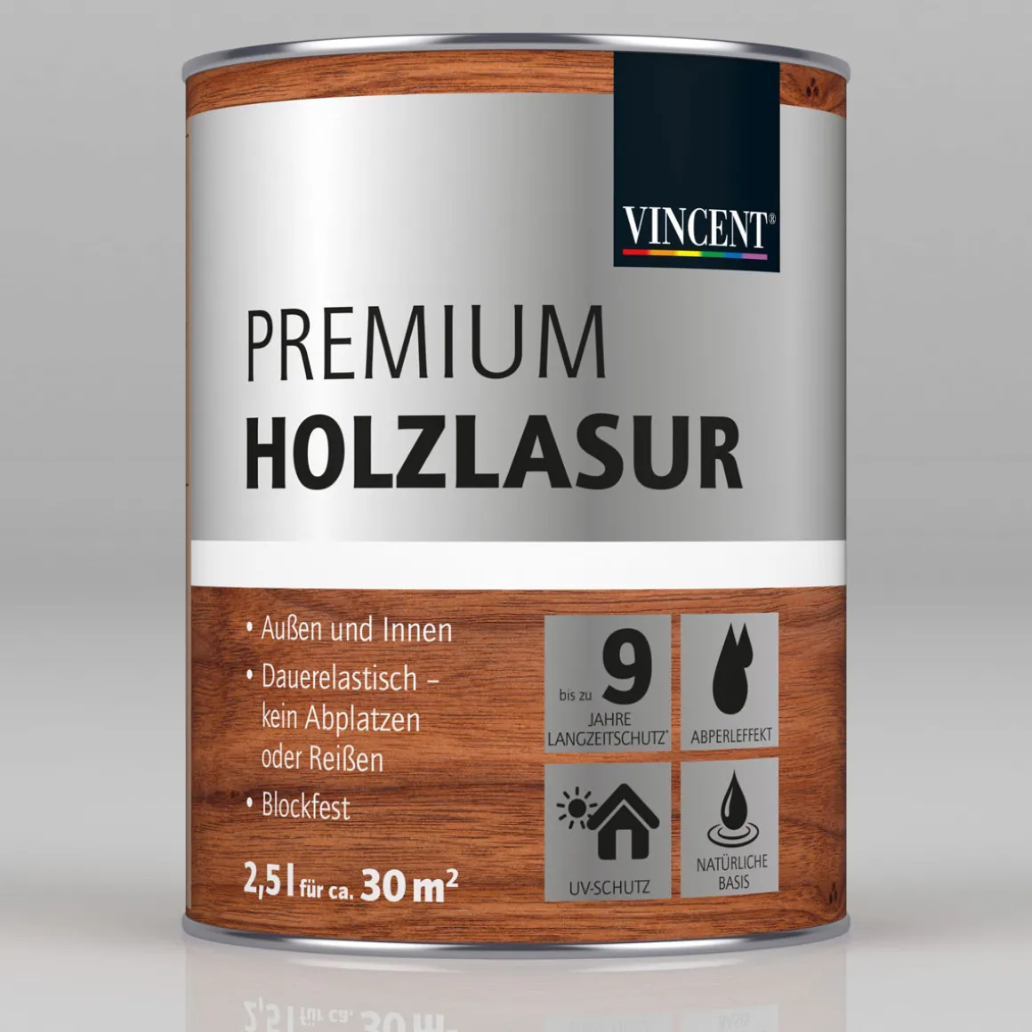 Vincent Premium Holzlasur Teak 2,5 L
