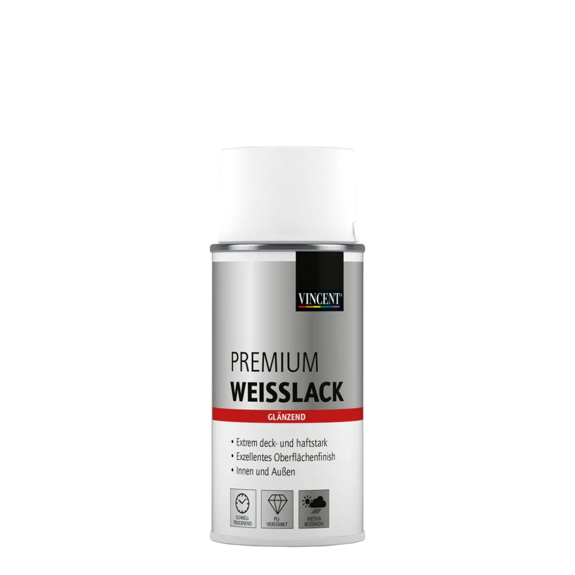 Vincent Premium Weißlack Brilliantweiß glänzend 150 ml