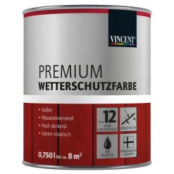 Vincent Premium Wetterschutzfarbe Tiefschwarz 0,75 L