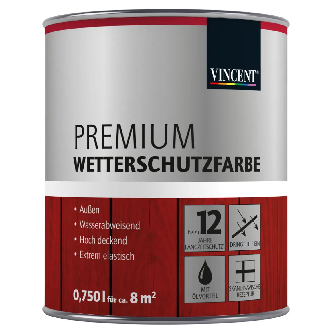 Vincent Premium Wetterschutzfarbe Tiefschwarz 0,75 L