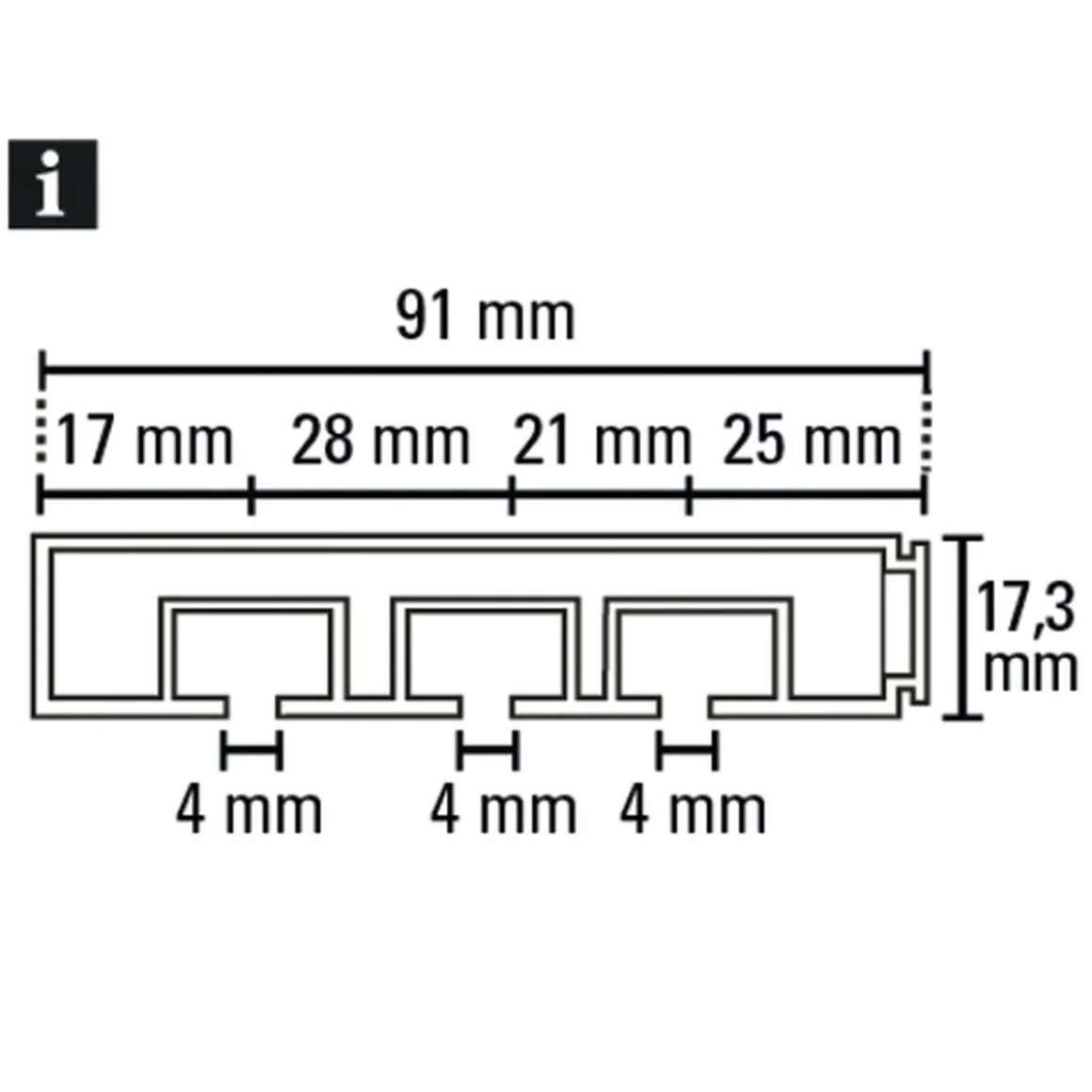 Vorhangschiene GE 3 210cm weiß