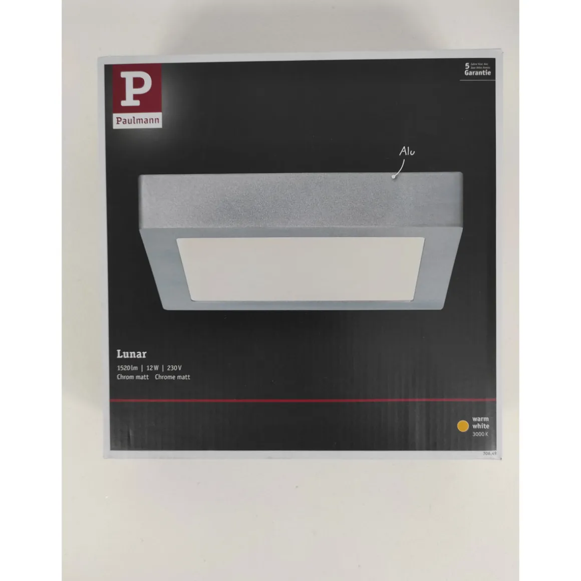 WallCeiling Lunar LED-Panel 225x225 mm15,4W 230V Chrom matt Alu