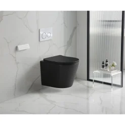 Wand-WC-Set Nakia mattschwarz spuelrand-los inkl. Deckel m. Absenkautomatik
