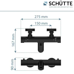 Wannentherm. London,schwarz-matt, 1/2Verbruehschutz und Wassersparfunktion