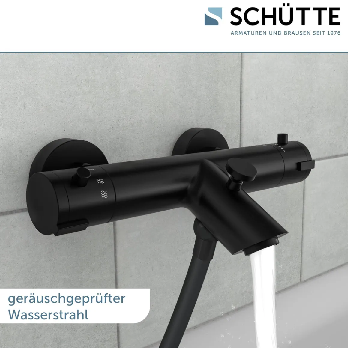 Wannentherm. London,schwarz-matt, 1/2Verbruehschutz und Wassersparfunktion