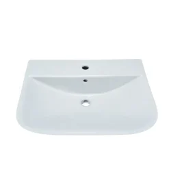 Waschtisch Rivo, Breite 60cm,Tiefe 45cm,matt weiss, mit Ueberlauf u. Hahnloch