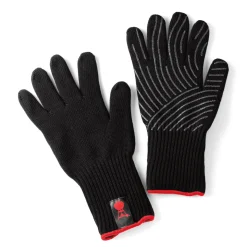 Weber Grillhandschuh Größe S/M Set aus Kevlar schwarz lang mit Silikonnoppen