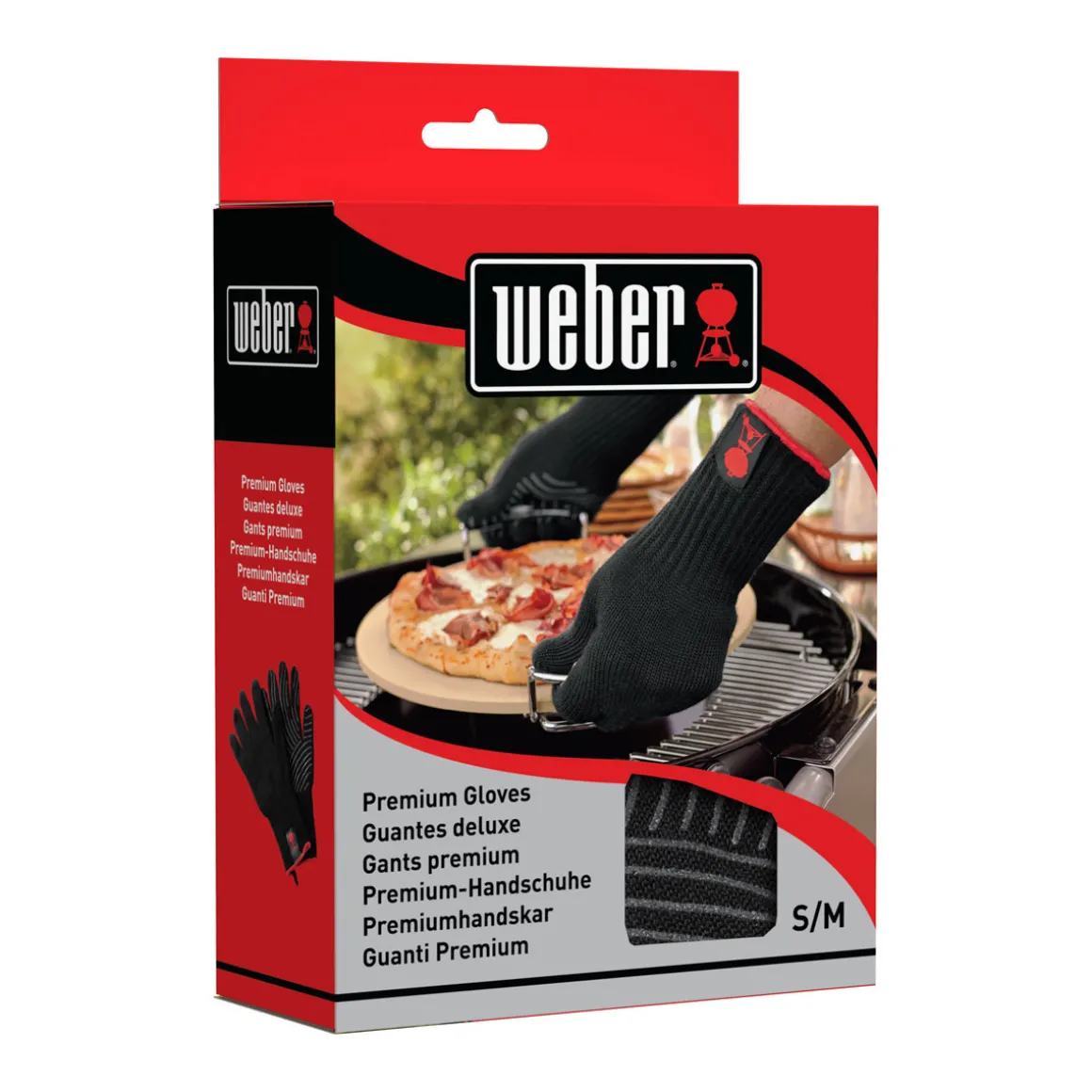 Weber Grillhandschuh Größe S/M Set aus Kevlar schwarz lang mit Silikonnoppen