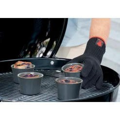 Weber Grillhandschuh Größe S/M Set aus Kevlar schwarz lang mit Silikonnoppen