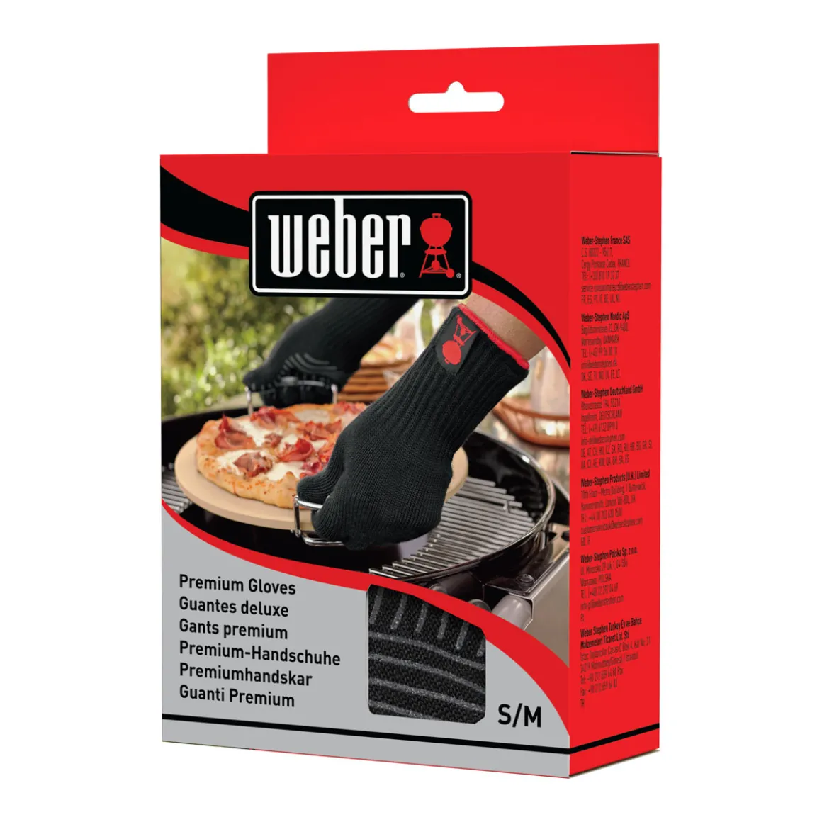 Weber Grillhandschuh Größe S/M Set aus Kevlar schwarz lang mit Silikonnoppen