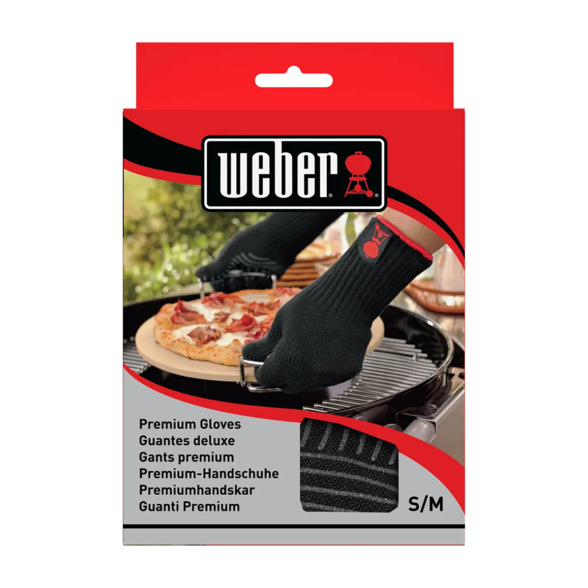 Weber Grillhandschuh Größe S/M Set aus Kevlar schwarz lang mit Silikonnoppen