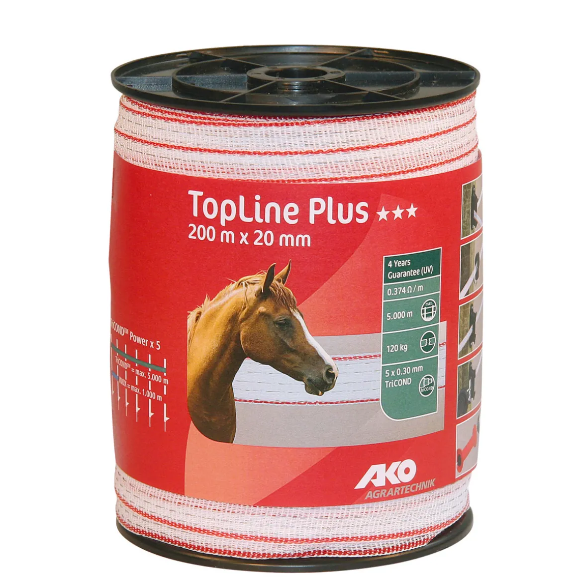 Weidezaunband TopLine Plus 200 m 200 Stück weiß-rot
