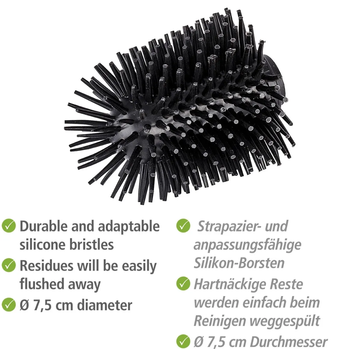 Wenko Ersatzbürstenkopf Durchmesser 7,5 cm schwarz