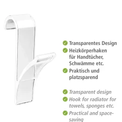 Wenko Haken für Handtuchheizkörper transparent 2er Set