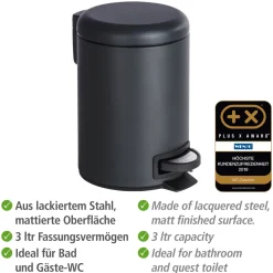 Wenko Kosmetik Treteimer Leman schwarz 3 L