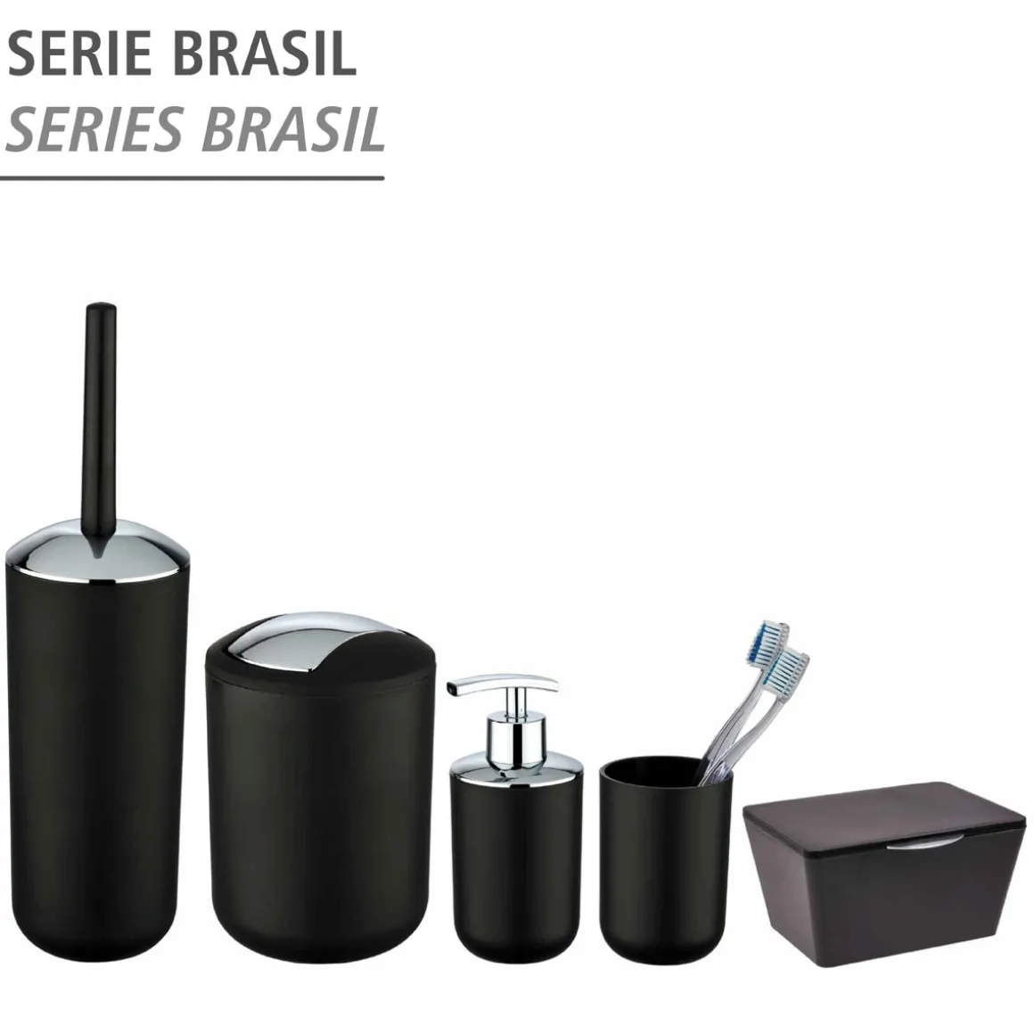 Wenko Schwingdeckeleimer Brasil L schwarz 6,5 L