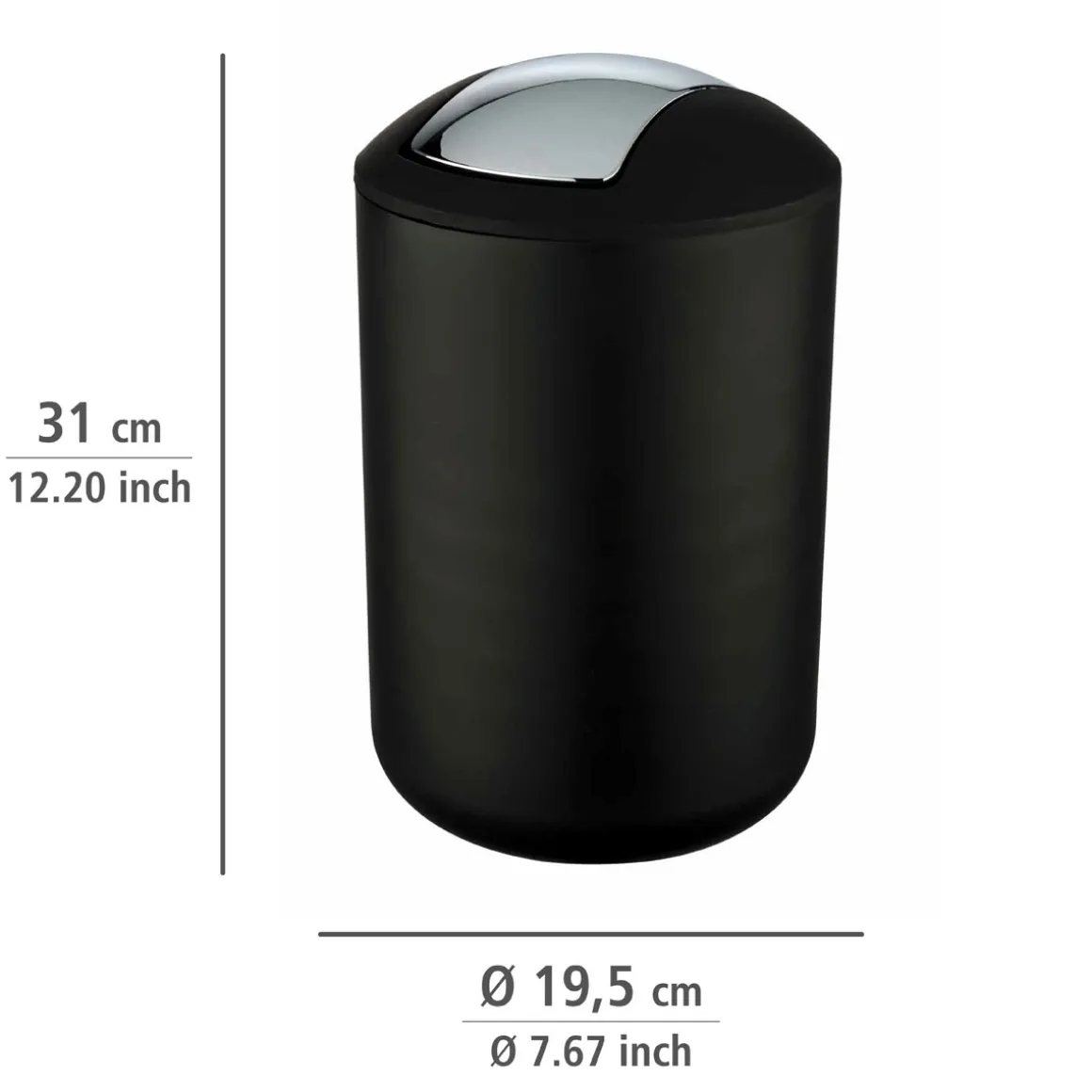 Wenko Schwingdeckeleimer Brasil L schwarz 6,5 L