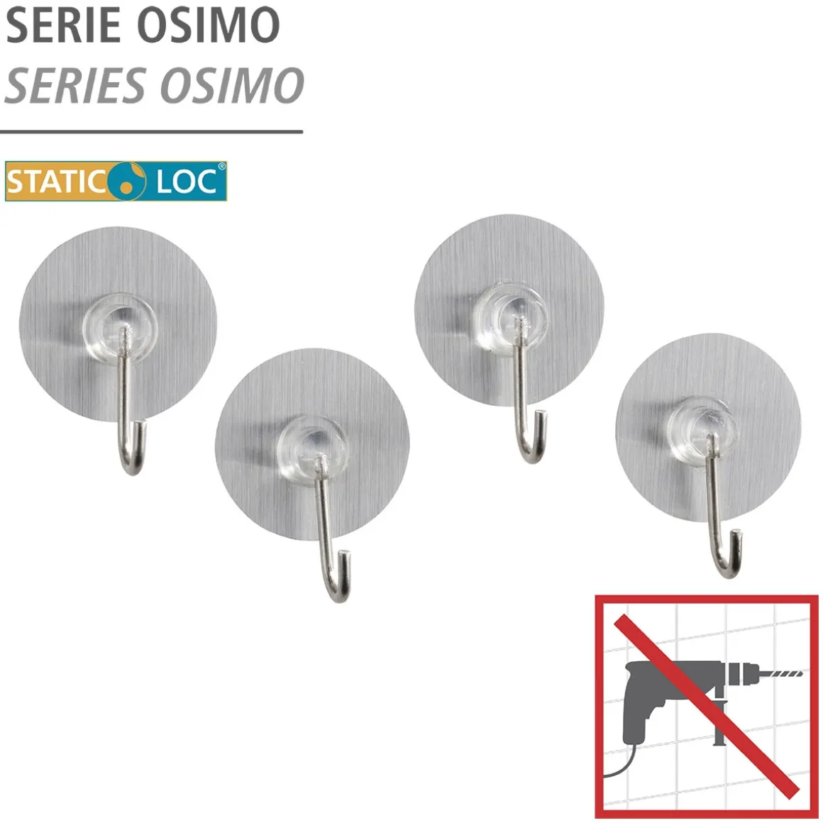 Wenko Static-Loc Nickelhaken Osimo 4er Set