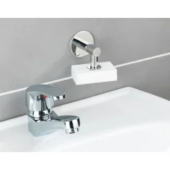 WenkoTurbo-Loc Edelstahl Magnetseifenhalter glänzend Seifenhalter mit Magnet und Turbo-Loc Wandbefestigung zum Ankleben