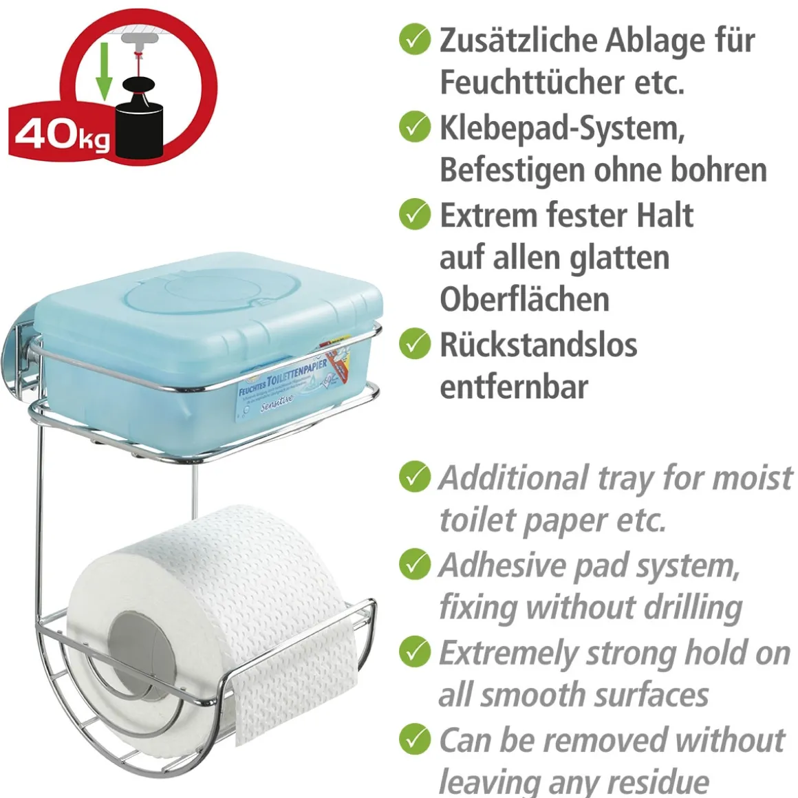 Wenko Turbo-Loc Toilettenpapierhalter mit Ablage