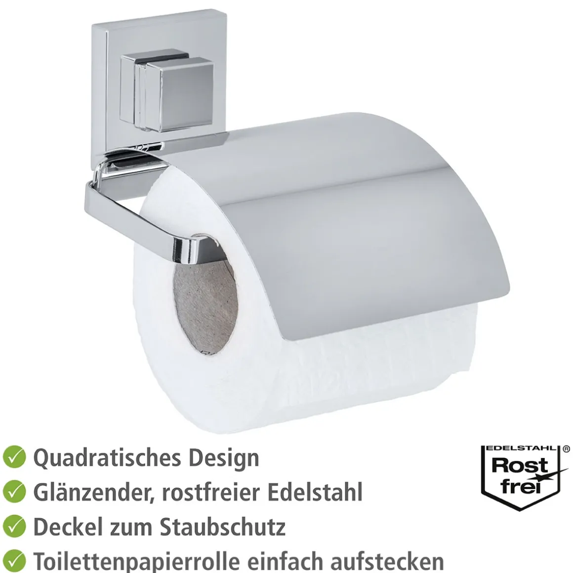 Wenko Vacuum-Loc Toilettenpapierhalter Cover Quadro