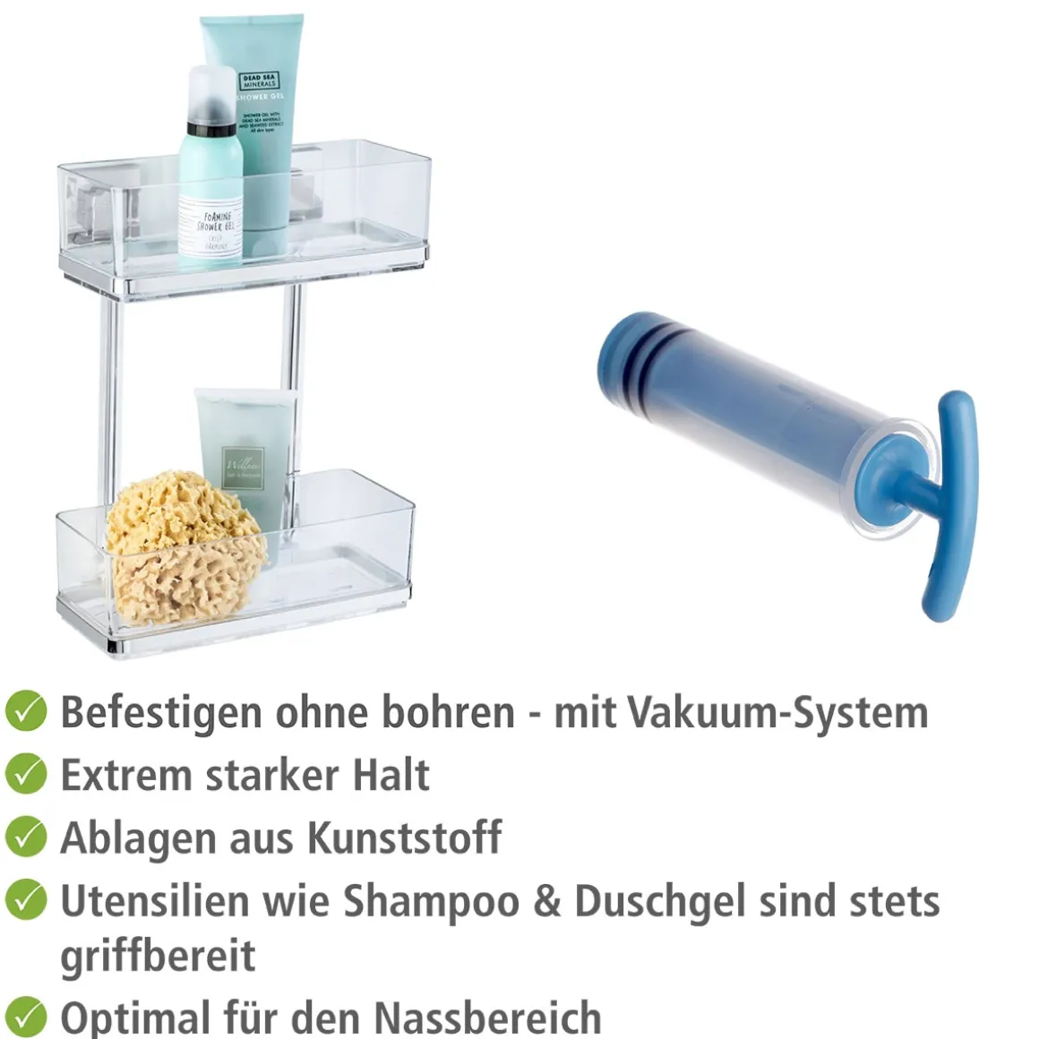 Wenko Vacuum-Loc Wandregal Quadro 2 Etagen