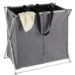 Wenko Wäschesammler Duo grau meliert 120 l