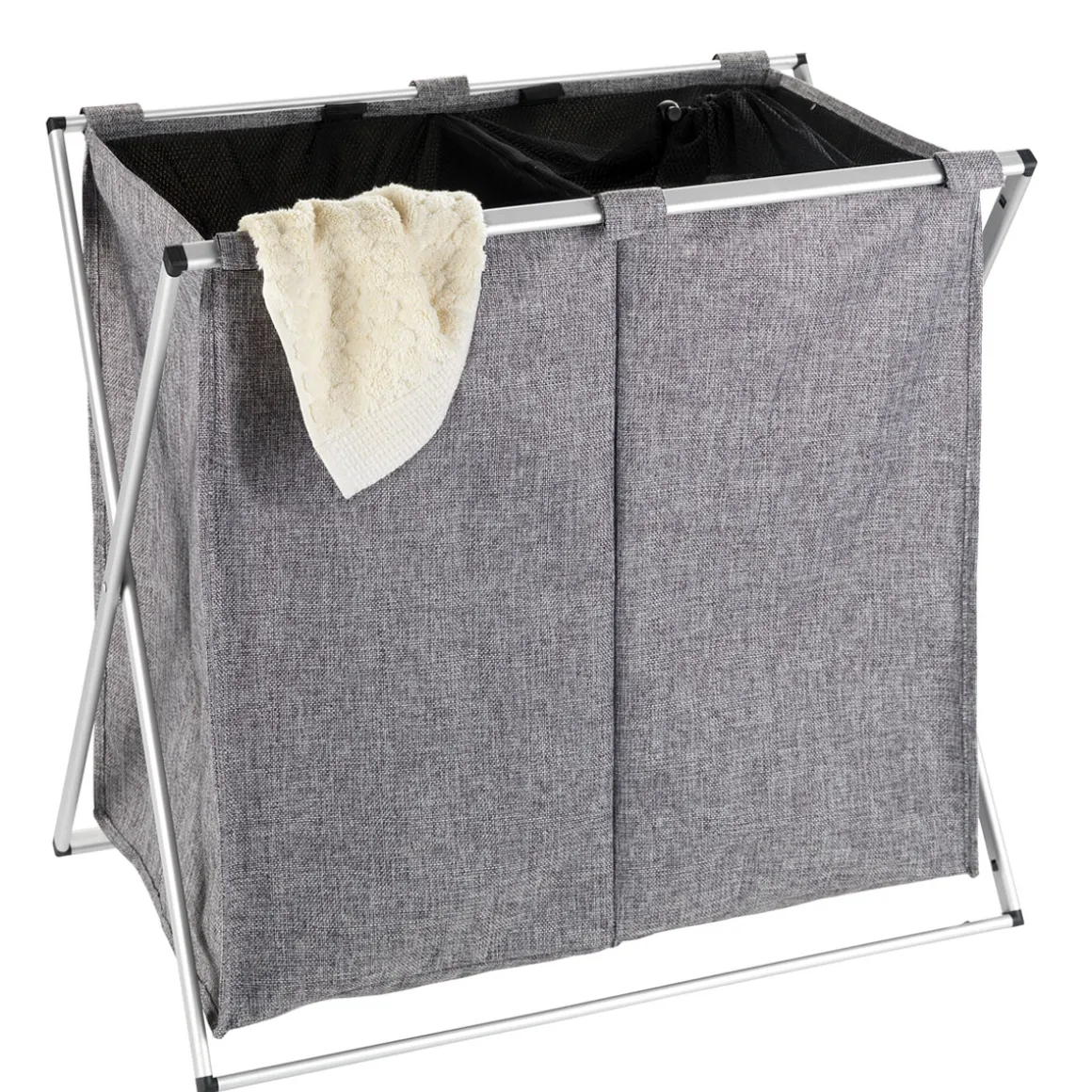Wenko Wäschesammler Duo grau meliert 120 l