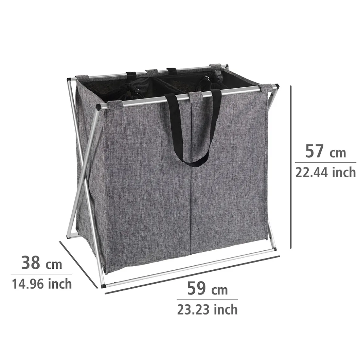 Wenko Wäschesammler Duo grau meliert 120 l