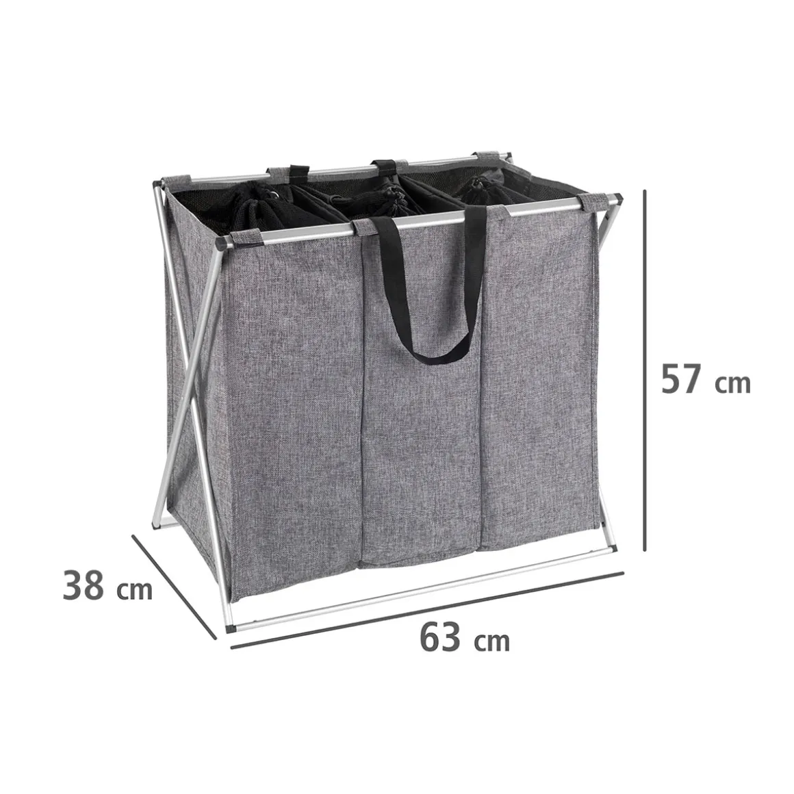 Wenko Wäschesammler Trio grau meliert 130 l