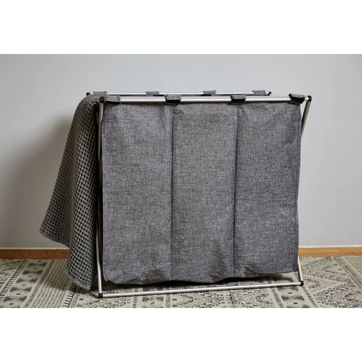 Wenko Wäschesammler Trio grau meliert 130 l