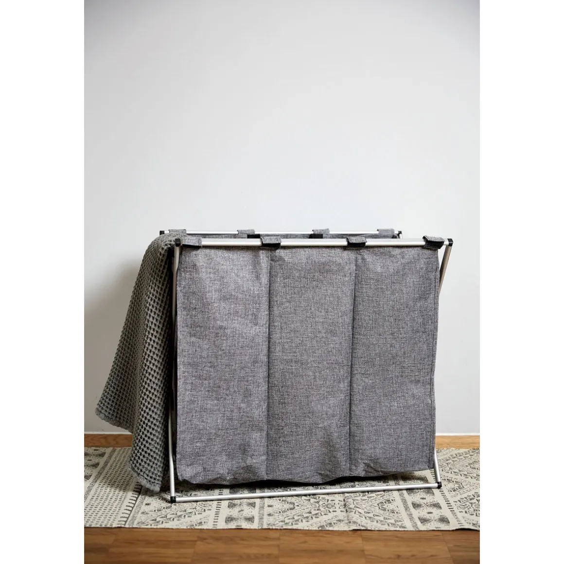 Wenko Wäschesammler Trio grau meliert 130 l