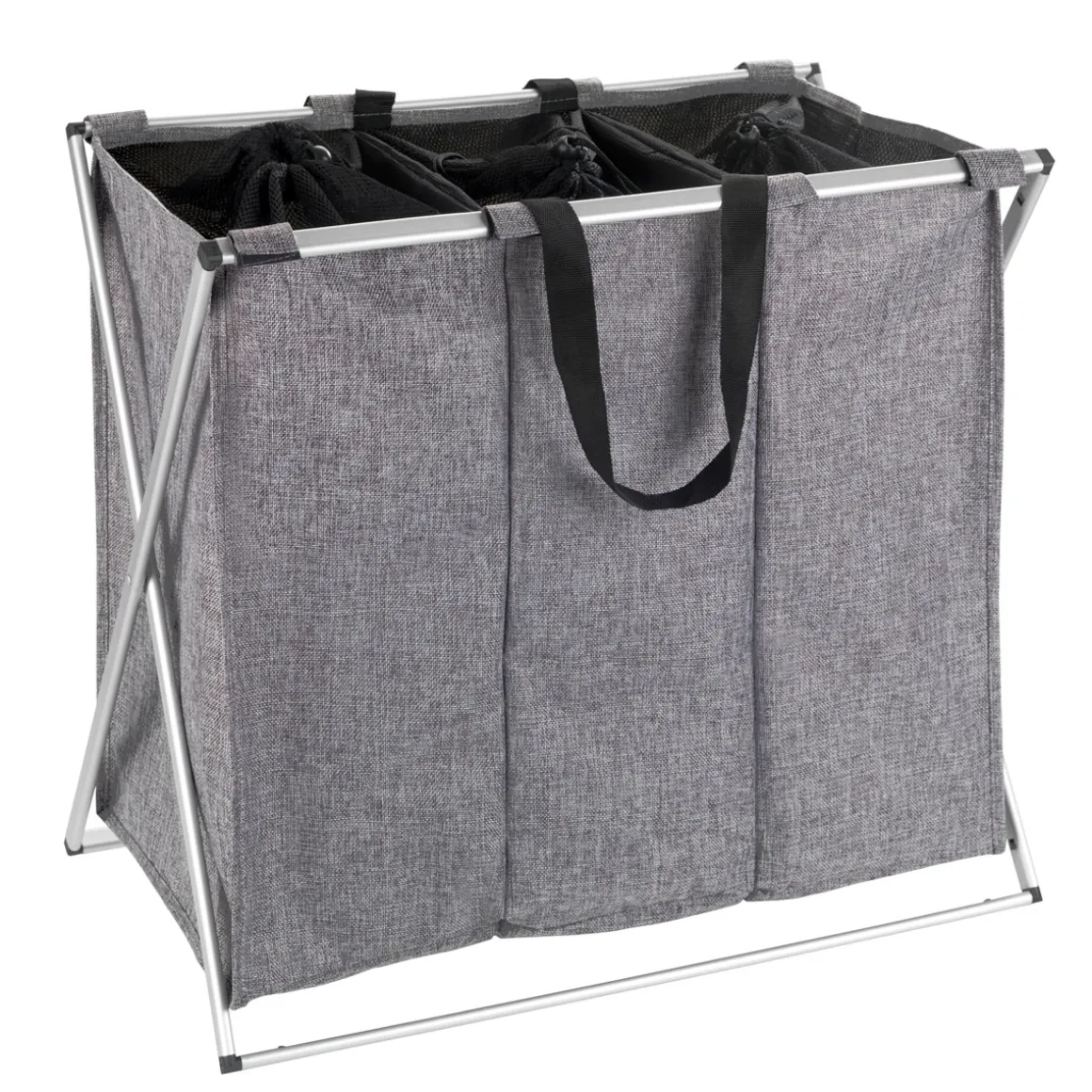 Wenko Wäschesammler Trio grau meliert 130 l