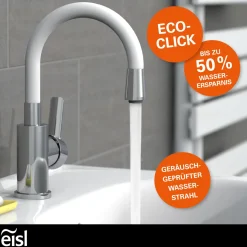 WT-Armatur Flexo chrom weiss Cold StartSchnellmontage ohne Ablaufgarnitur