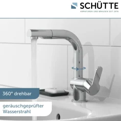 WT-Armatur London chrom mit HaarbrauseKeramikkartusche inkl.Push-Open-Garnitur