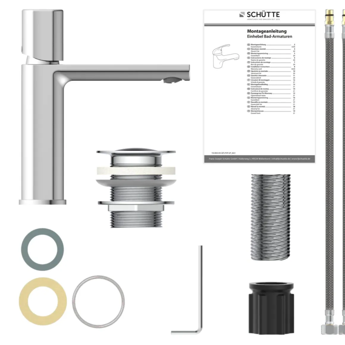 WT-Armatur New York, chrom, Keramik-Kartusche,Fix-Befest.u.Druckknopf-Ventil